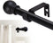 Curtain Rods for Windows 66 to 120 inch, 5/8 inch Decorative Heavy Duty Metal Set, Matte Black