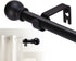 Curtain Rods for Windows 66 to 120 inch, 5/8 inch Decorative Heavy Duty Metal Set, Matte Black