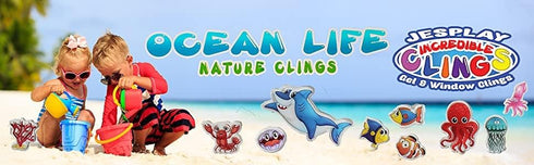 Ocean Sea Animal Gel Window Clings for Kids - Reusable Window Stickers for Toddlers, Gel Clings Decals for Home Car