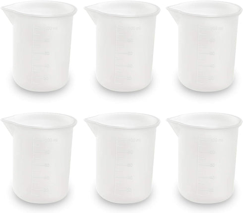 Coopay 6 Pieces 100 ml Silicone Measuring Cup, DIY Resin Glue Tools Beaker for Handmade Craft