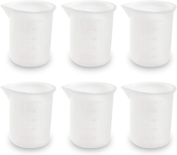 Coopay 6 Pieces 100 ml Silicone Measuring Cup, DIY Resin Glue Tools Beaker for Handmade Craft