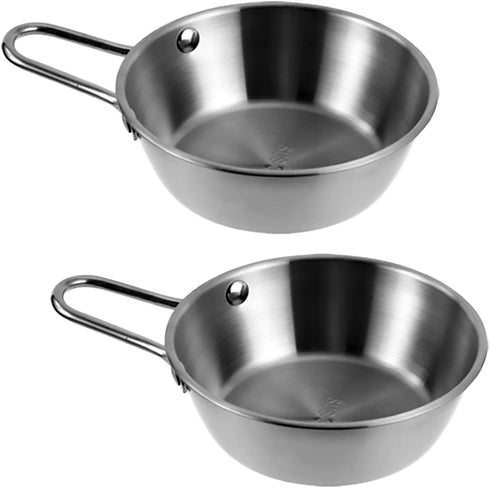 2Pcs Makgeolli Bowls, 304 Stainless Steel Korean Traditional Round Rice Bowl, Small, Silver
