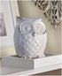 Distressed White Owl Figurine, 4.62x4.75x6.5"