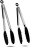 2-Pack Kitchen Tongs Set: 9" (Small) & 12" (Large) Non-Stick Silicone-Stainless Steel Cooking Tongs, BPA Free, Heat
