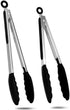 2-Pack Kitchen Tongs Set: 9" (Small) & 12" (Large) Non-Stick Silicone-Stainless Steel Cooking Tongs, BPA Free, Heat