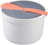 Microwave Rice Cooker 2L, Non-stick Food Grade PP Steamer with Strainer, Full Set with Lid & Spatula for Meal Noodle