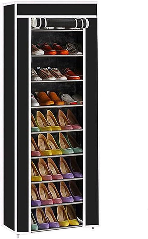 Mekek Shoe Rack Closet, Non-Woven 9 Tier Shoe Rack Shoe Shelf Storage Closet