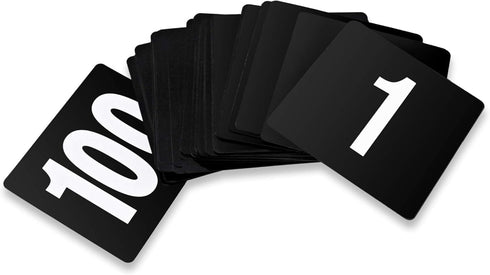 New Star Foodservice 23084 Double Side Plastic Table Numbers, 4" x 4", Light Grey on Black