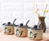 123Arts Ceramic Retro Flower Sugar Bowl, Storage Jar with Lid and Spoon