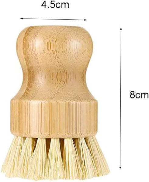 Lokusel 2 Pcs Palm Pot Brush,Bamboo Dish Brush Natural Scrub Brush Coconut Bristles Pot Brushes Dish Scrubber Cleaning