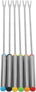 Fondue Sticks 6pcs, Stainless Steel Smores Sticks with Heat Resistant Handle for Cheese Meat Chocolate Dessert Roast