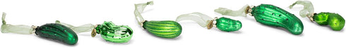 DEMDACO Pickle Festive Green Glass Christmas Decorative Hanging Ornaments - 4 x 2 Game