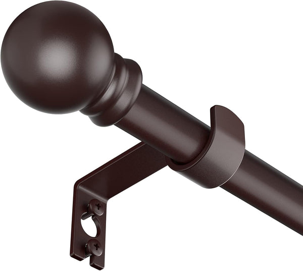 Brown Curtain Rods for Window 32 to 78, 5/8 inch Splicing Single Window Curtain Rod Set with Brackets