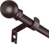 Brown Curtain Rods for Window 32 to 78, 5/8 inch Splicing Single Window Curtain Rod Set with Brackets