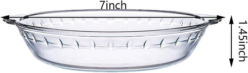 1 Pack Round Glass Pie Pans for Baking Round Baking Dishes with Handles for Apple Pie Pumpkin Pie Salads (Clear 7in) by FEOOWV