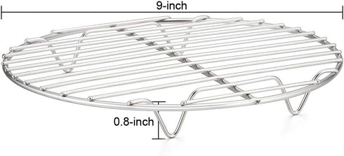 TeamFar Round Cooling Rack Set of 4 - 9 Inch Stainless Steel Baking Steaming Roasting Rack, Healthy & Sturdy