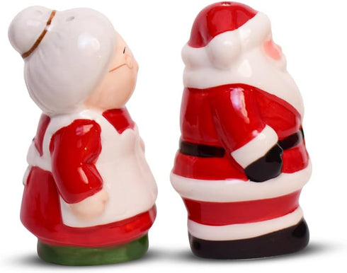 Christmas Salt and Pepper Shakers, Holiday Ceramic Set of Santa & Mrs Claus, Barclay’s Buys Holiday Decor