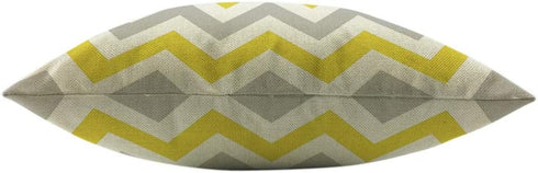Mugod Chevron Throw Pillow Cover, Zigzag Wavy Geometric Stripe, Yellow White Gray, 18x18 Inch for Home Decor