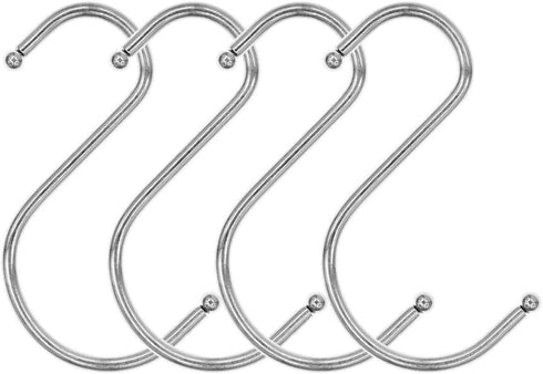 SumDirect 100P S Hooks for Hanging - 3 Inch Stainless Steel S Shaped Hooks, Metal Silver