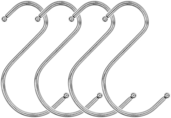 SumDirect 100P S Hooks for Hanging - 3 Inch Stainless Steel S Shaped Hooks, Metal Silver