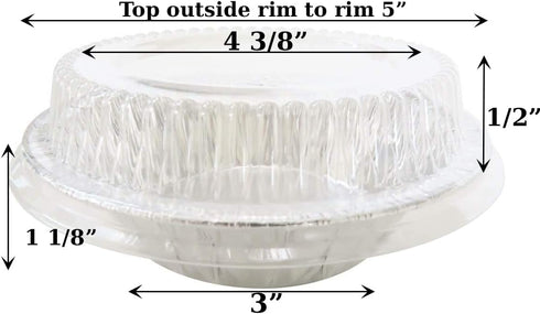 Disposable Aluminum Foil Tart Pan with Lid, 5" Individual Pie Pans, Mini Pie Pans, Pot Pie Tins, Baking Pan, Perfect