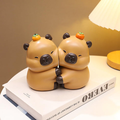 Cute Hug Capybara Decorative Bookends, Unique Animal Book Ends to Hold Books Creative Resin Book Holder Stopper