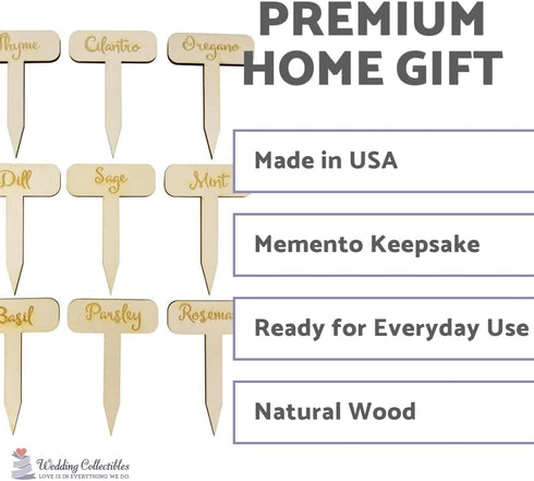 Set 9 2.75" 4 Herb Garden Markers - of - Rustic Gardener Gift - Made in The USA - Birchwood - x - Indoor Potted Plant