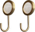 Solid Brass Decorative Wall Hook, Self-Adhesive Hole Free Mount, Shining Gold Fancy Hook (Seashell White, Pack of 2)