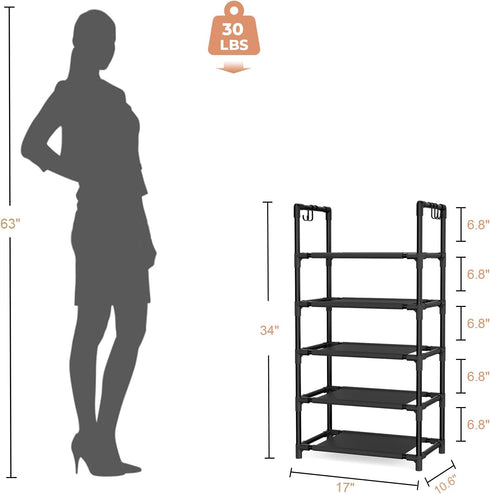 5 12-15 Closets LANTEFUL Tiers Shoe Rack Pairs Boots Organizer Storage Sturdy Narrow Shoe Shelf for Entryway