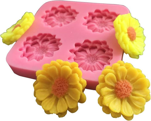3D Daisy Rose Flowers Silicone Mold for Cupcake Cake Decorating Tool, Chocolate Gumpaste Mold, Sugarcraft Bakeware (4