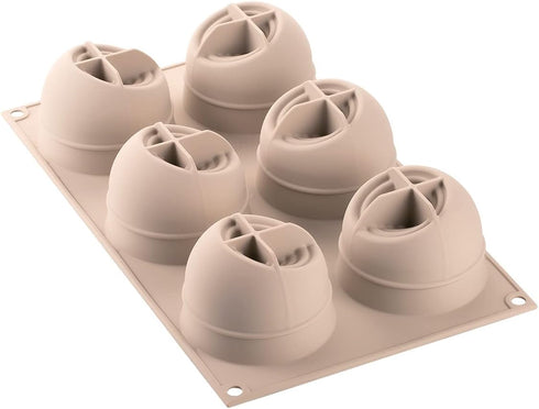 Silikomart Silicone Mould for COCCOLA Monoportions, Non-Stick, 6 Monoportions, 3D Design, Made in Italy