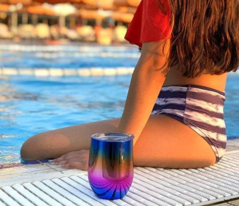 CHILLOUT LIFE 12 oz Stainless Steel Tumbler with Lid & Gift Box - Double Wall Insulated Travel Cup for Coffee & Wine
