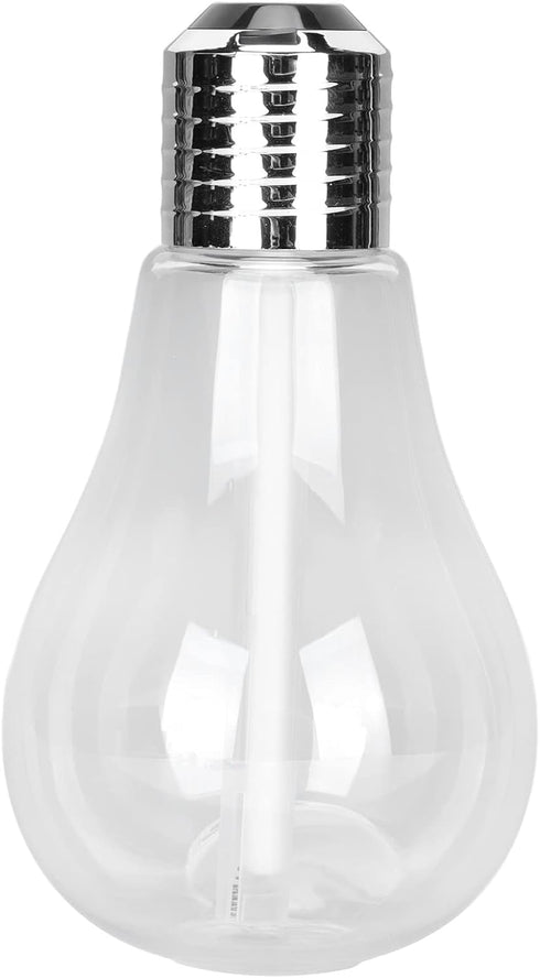 Portable Bulb Air Humidifier, USB Ultrasonic Mini Diffuser with 7 LED Colors for Home Office, 400mL, Silver