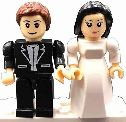 Brick'Em Young 8+ Nativity Bricks Bride & Groom Figurines - Building Brick Figures - Mix & Match Hair, Skin