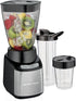 Hamilton Beach Stay or Go Blender, 32oz Shatterproof Jar, 8oz Grinder, 2 Portable Travel Cups, 650 Watts, Black and