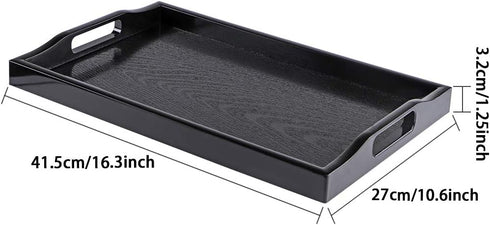 MDLUU Plastic Serving Tray, Ottoman Tray with Cutout Handles, Rectangle Butler Tray for Breakfast in Bed, Coffee Table