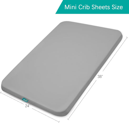 38'' 24'', 2 Pack Biloban Mini Crib Sheets Fitted Waterproof x Mattress Protector Cover Fits for Dream on Me/Newton