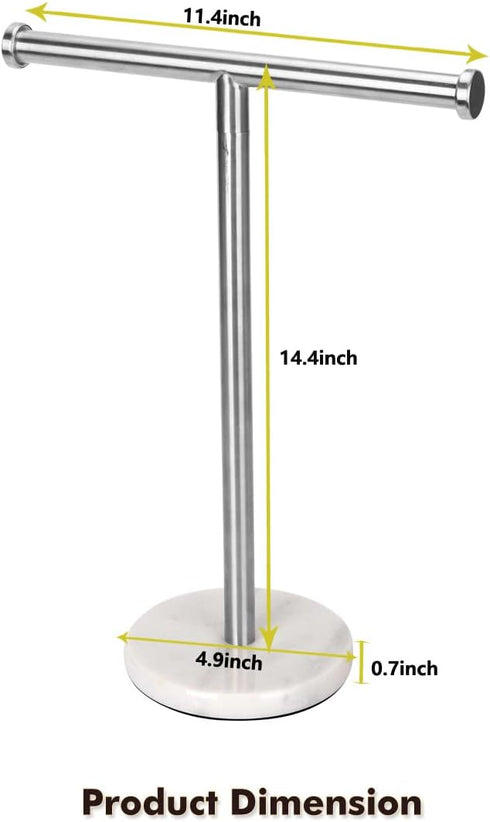 Hand Towel Holder Stand Countertop, Sturdy Marble Base, No Wobbly Hand Towel Rack for Bathroom (Brushed Nickel)