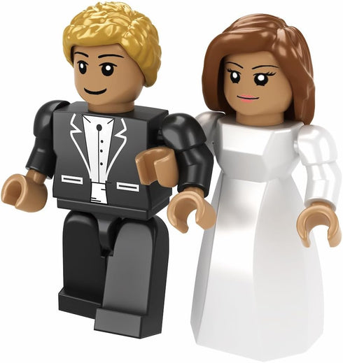 Brick'Em Young 8+ Nativity Bricks Bride & Groom Figurines - Building Brick Figures - Mix & Match Hair, Skin