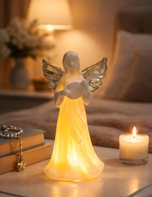 ADAVAS.Y&G Angel Night Light, Christian Gift for Women, Porcelain Angel Figurine with Warm