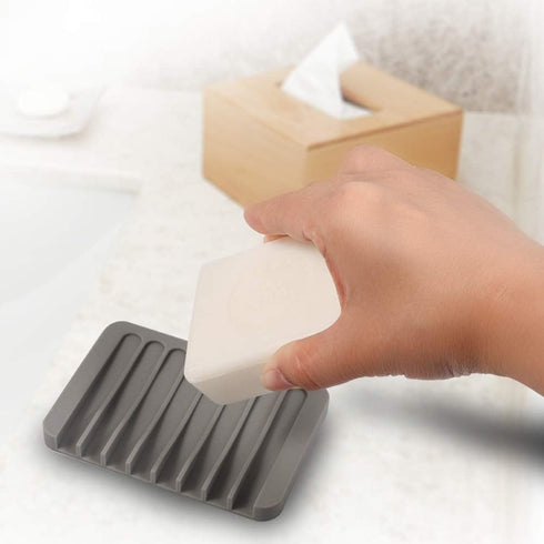 3PCS Premium Silicone Self Draining Soap Holder - Soap Saver for Shower, Bathroom, Kitchen, Easy Clean, Keep Soaps Dry
