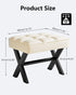 12" WBD012W IBUYKE Small H Footrest Stool, Square PU Foot Stool with Metal X-Leg, Multi-Use as Small Side Table, Step