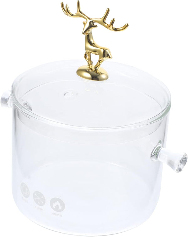 Multi-functional Glass Stewing Pot, Heat Resistant Cookware, Home Stew Pot for Kitchen, High Borosilicate Glass