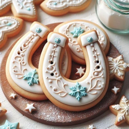Western Horse Cookie Cutter 2 Piece Set - Horseshoe & Horse Head Cookie Cutters, Tin Plated Steel