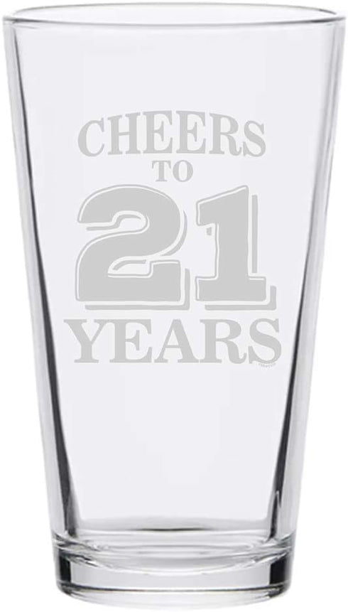 Veracco Cheers To 21 Years Pint Beer Glass, 21st Birthday Gift for Him or Her (Clear, Glass)