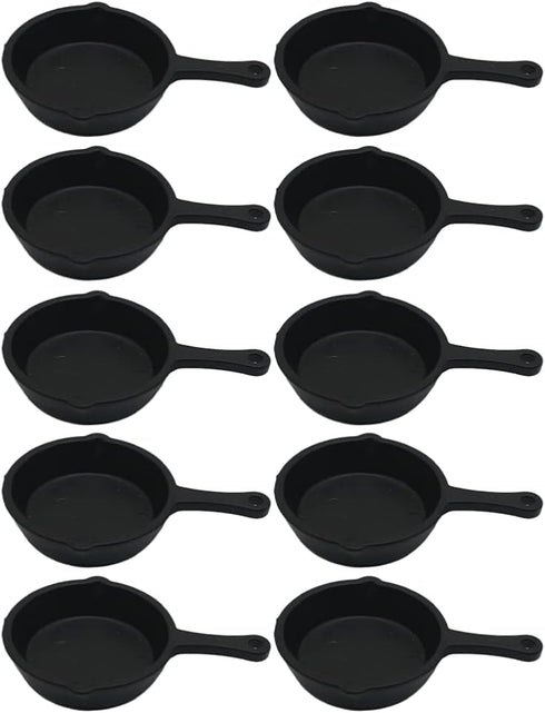 ARTIBETTER 10pcs Mini Cast Iron Skillet Set, Small Frying Pan for Dollhouse Kitchen Accessories