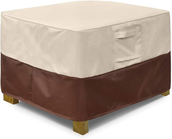 Vailge Square Patio Ottoman Cover, Waterproof Outdoor Ottoman Cover with Padded Handles,