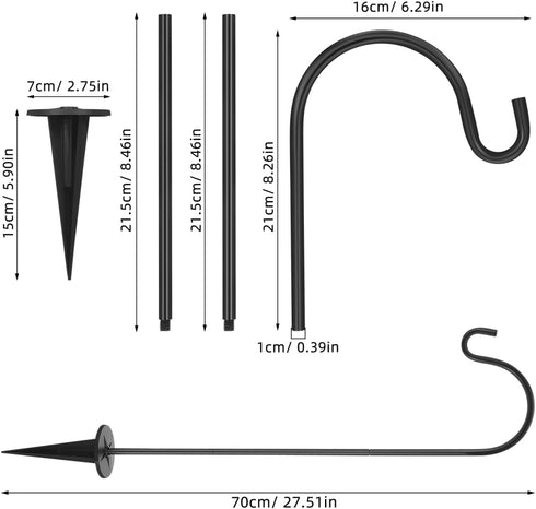 27-Inch 1 Pack IMIKEYA Shepherds Hooks for Outdoor: Garden Stake Hook Adjustable Plant Stand Hanger for Bird Feeder