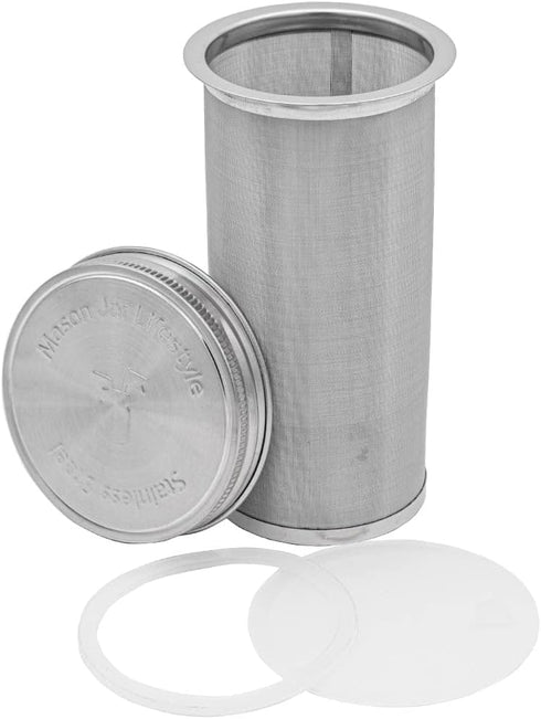32oz Quart Cold Brew Coffee and Tea Maker - Stainless Steel Filter for Mason Jars with Lid and 2 Silicone Seals