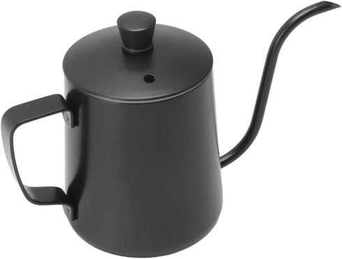 Pour Over Coffee Kettle - Stainless Steel Gooseneck Spout Coffee Tea Pot, 350ML Black with Lid